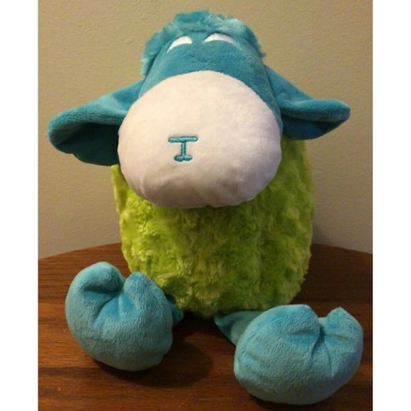 RARE Everbrook Academy SHEEP LAMB Plush Blue Green White Soft 14" x 7" NWOB - Picture 1 of 8